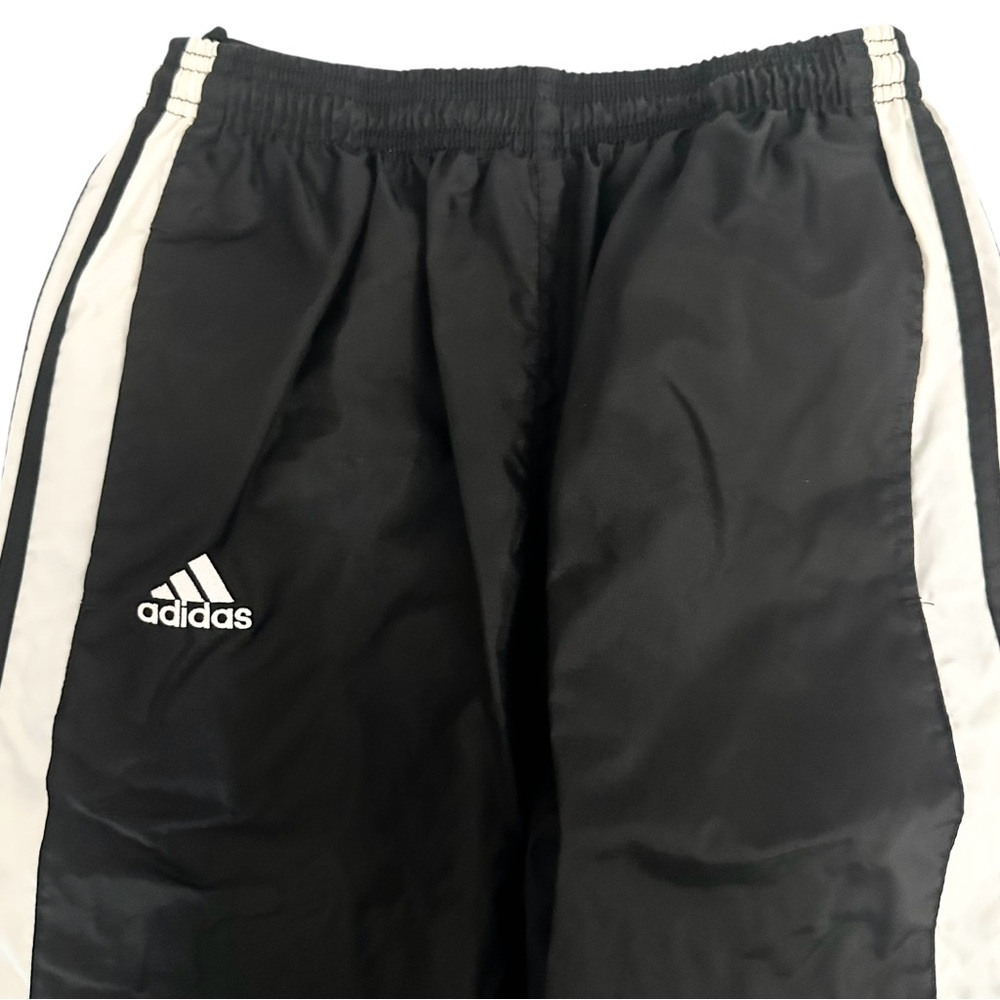 Adidas Track Pants M (10-12) Black Zipper Cinched Cuffs Drawstring - Picture 4 of 8